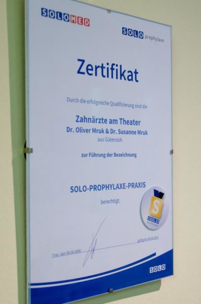 SOLO-Prophylaxe-Zertifikat