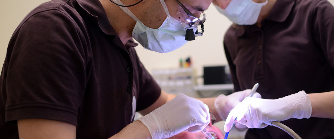 Zahnarzt Dr. Mruk bei der Behandlung